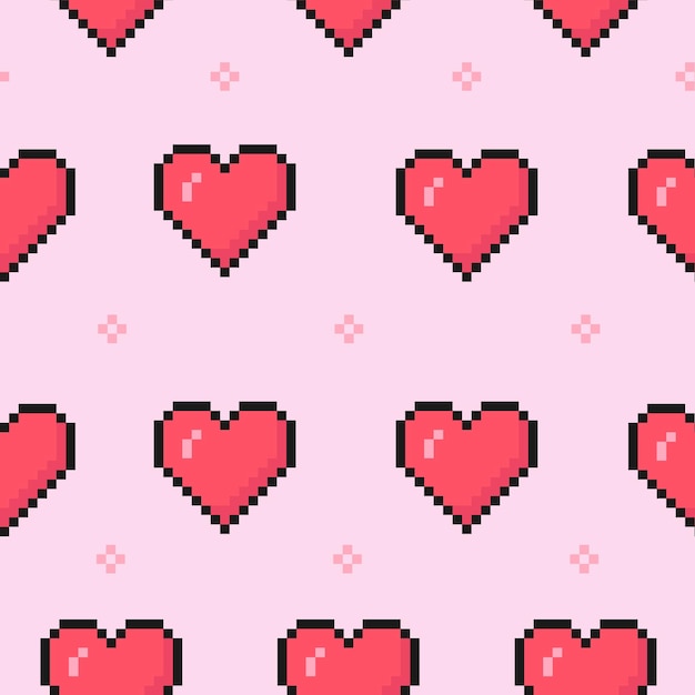 Vettore motivo a cuore pixel di san valentino