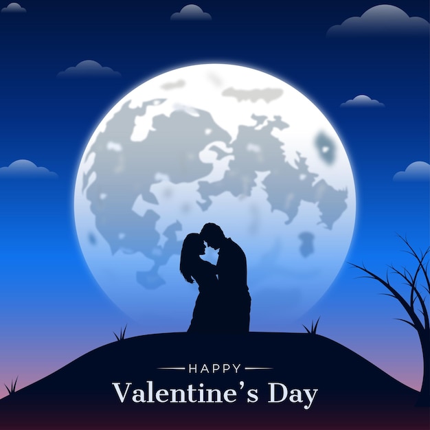 Valentines Day poster vector 14 February Happy Valentines Day post social media post template