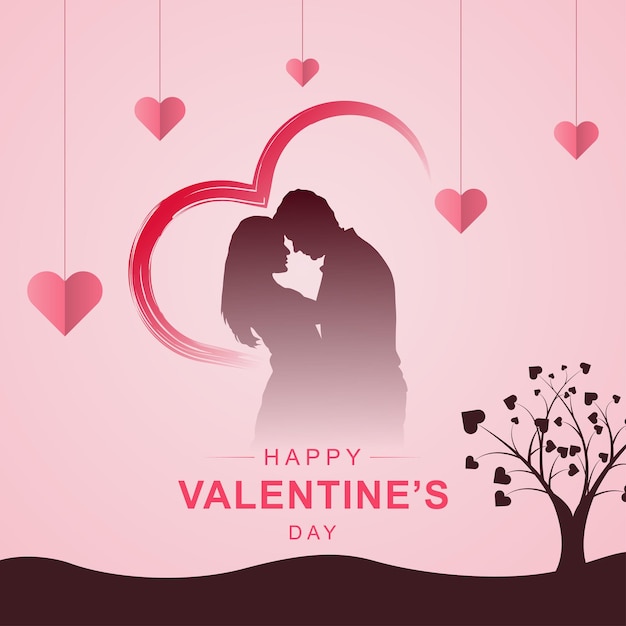 Valentines Day poster vector 14 February Happy Valentines Day post social media post template