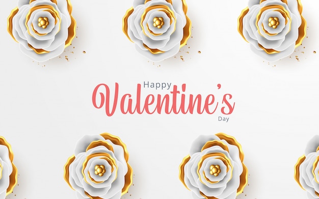 Valentines day poster with Golden 3d hearts