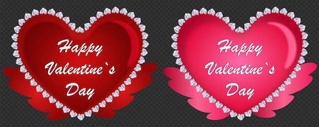 Valentines Day Red and Pink Decorative Diamond Heart Graphics