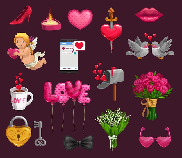 San valentino amore romantico regali, cuori, cupido