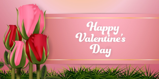 Vector valentines day roses background banners