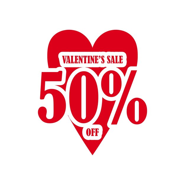 Valentines Day Sale 50 Percent Discount Tag
