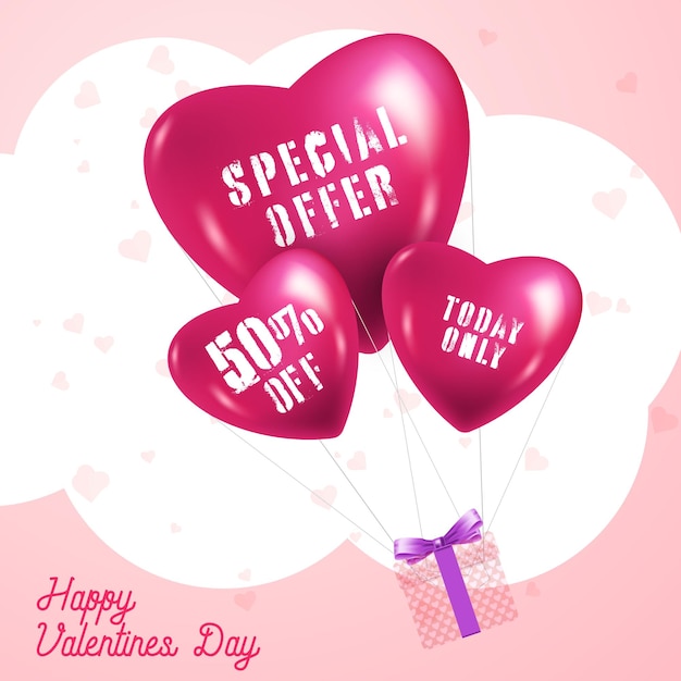 Valentines day sale background template for advertisement banner party flyer poster and brochure