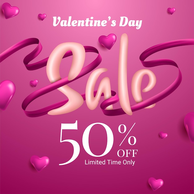 Valentines day sale background with balloons heart