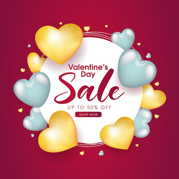 Valentines day sale background with Heart Shaped Balloons