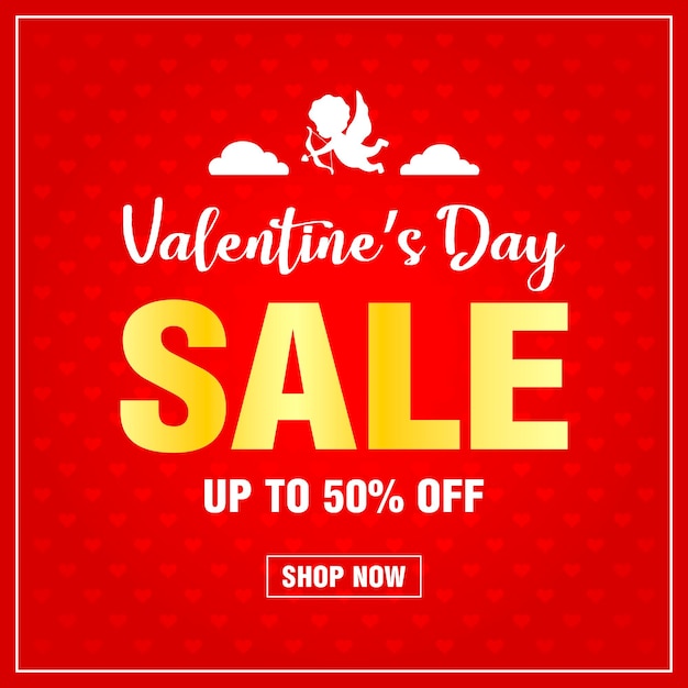 Vector valentines day sale banner design with 50 off discount