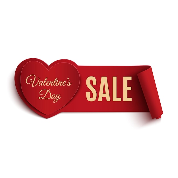 Valentines Day Sale banner, isolated on white background.