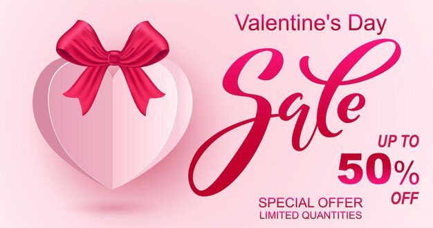 Valentines day sale banner Romantic composition with hearts Vector illustration for website advertisements promotional materials