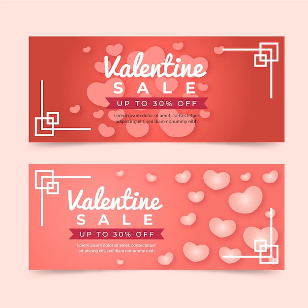 Valentines day sale banners horizontal