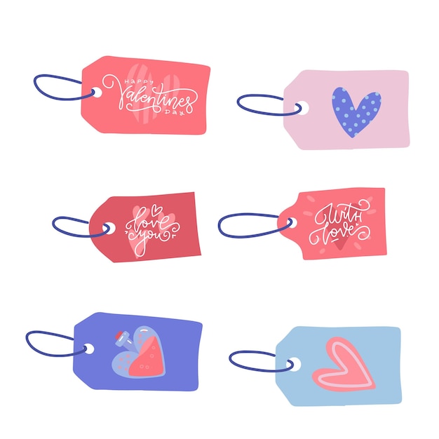 Vector valentines day sale labels with rope