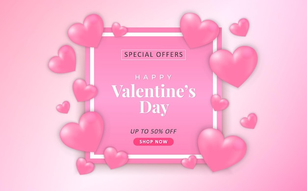 Vector valentines day sale promo banner