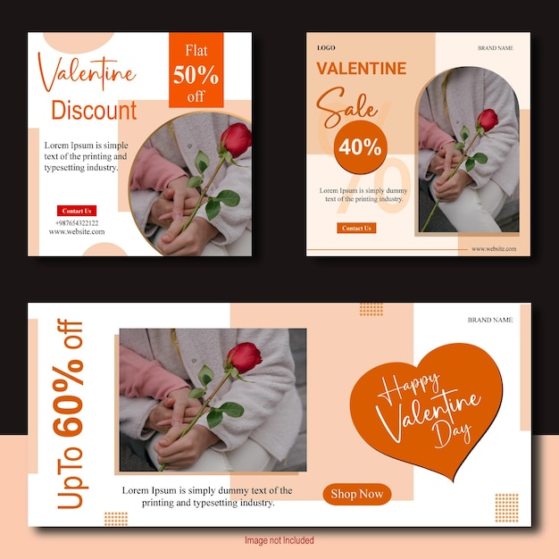 Vettore progettazione del modello di banner per la promozione della vendita del giorno di san valentino sui social media