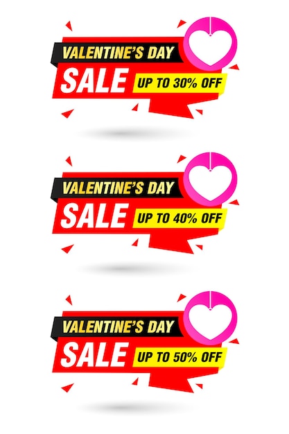 Valentines day sale red origami labels set Sale 30 40 50 off discount