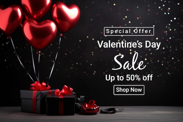 Valentines Day sale vector banner template design