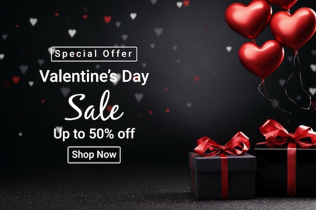 Valentines Day sale vector banner template design