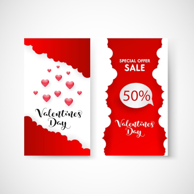 Vettore banner verticale di vendita di san valentino