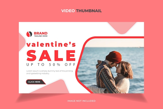 Vector valentines day sale video thumbnail and web banner template