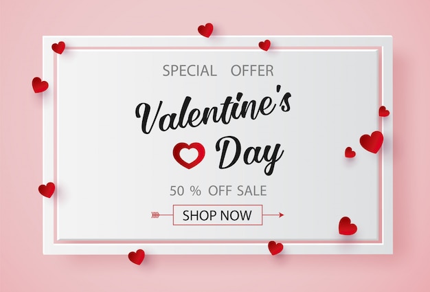 Valentines day sale with  Balloon heart shape. 