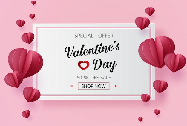 Valentines day sale with  balloon heart shape.