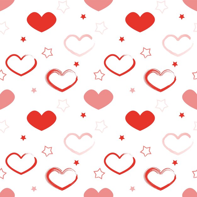 Valentines day seamless pattern background with hearts and stars Perfect for valentines day