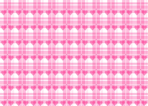 Vector valentines day seamless pattern. pink plaid tablecloth with hearts for weddings, valentines day and other romantic events.