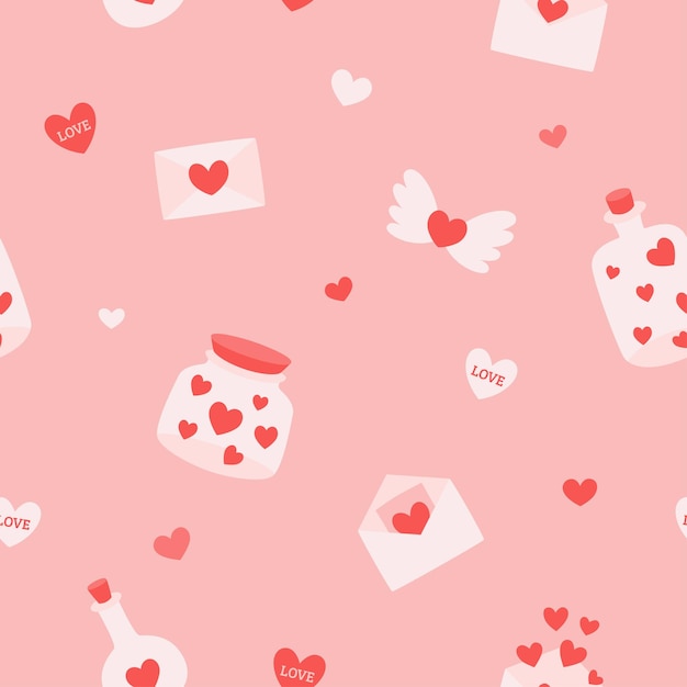 Valentines day seamless pattern with hearts