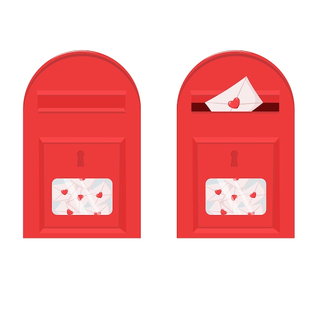 Valentines' day set with two mailbox full of love letters.