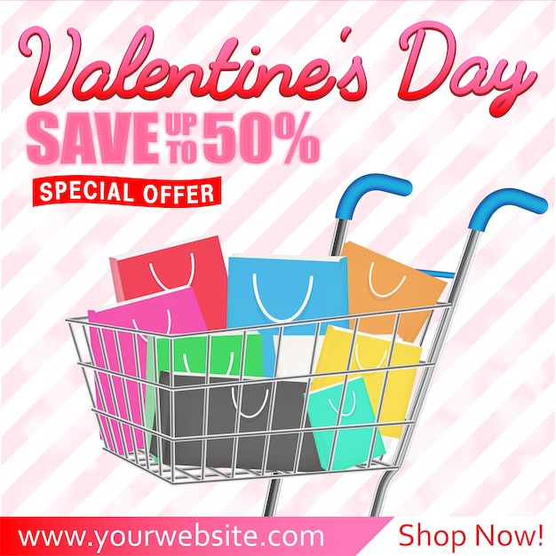 Vector valentines day shopping sale greeting card banner