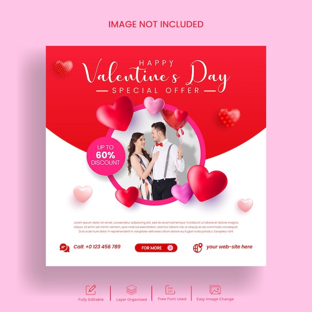 valentines day social media post or Instagram post banner template design