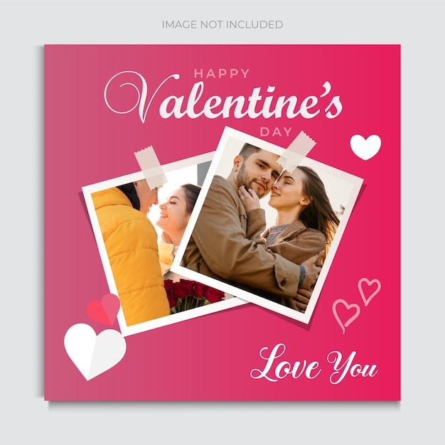 Vector valentines day social media posts valentines day square social media template