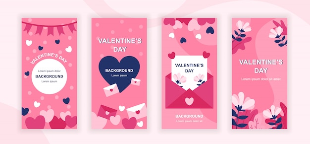 Valentines Day social media stories templates set