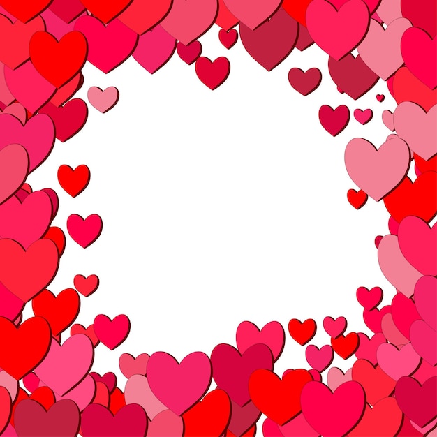 Квадратная рамка Дня святого Валентина с разбросанными сердцами