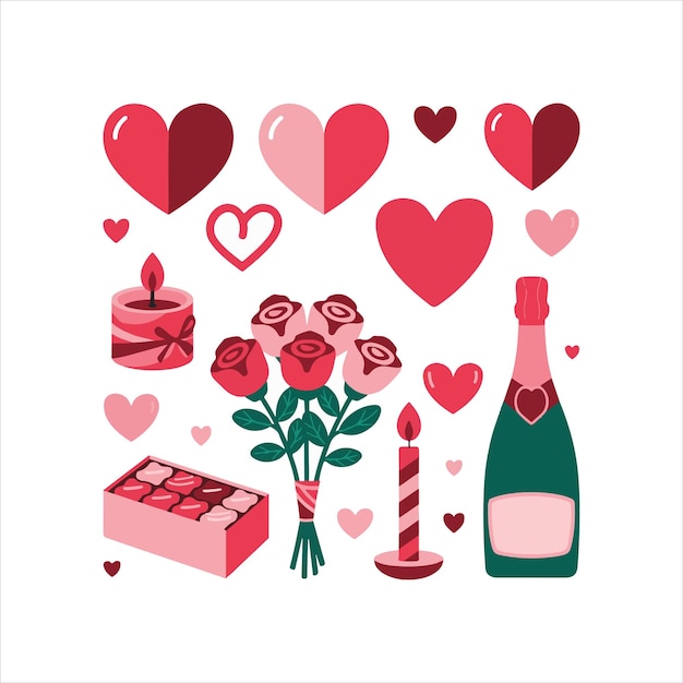valentines day sticker bundle valentines day elements isolated on white background