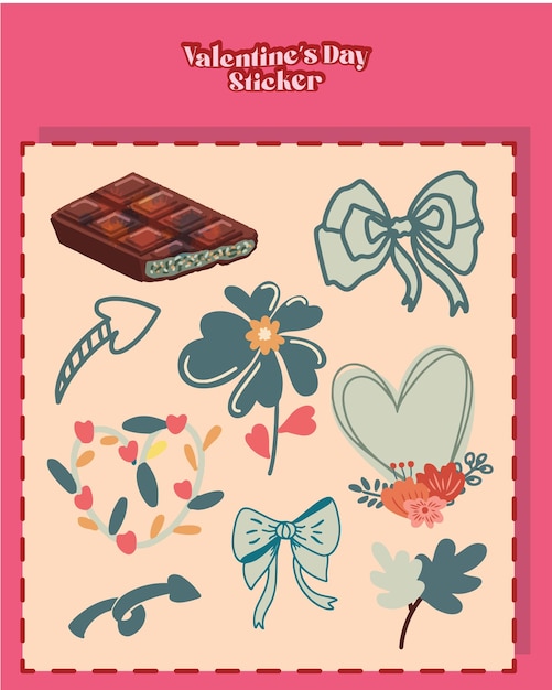 valentines day sticker set greetings card chcolate dubai green