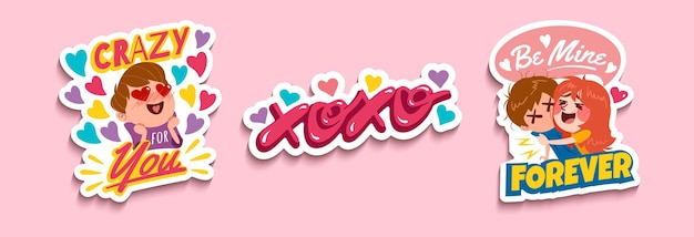 Valentines Day Stickers Set