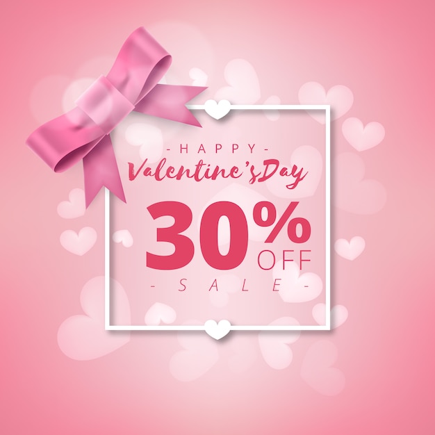 Valentines day super sale background. pink abstract background with ribbon