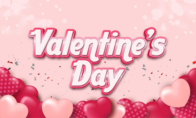 Valentines day text effect 3d style