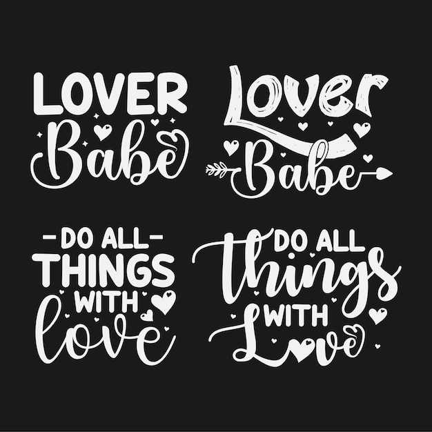 バレンタインデーのタイポグラフィsvgはデザインをバンドルします愛のプロモーションのロマンチックなレタリングを引用します