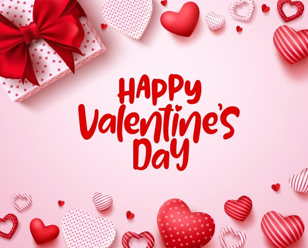 Valentines day vector background template Happy valentines day text in white space