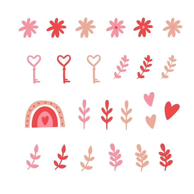 心と愛のロマンチックなメッセージが赤ピンク色で設定されたバレンタインデーのベクトルカード
