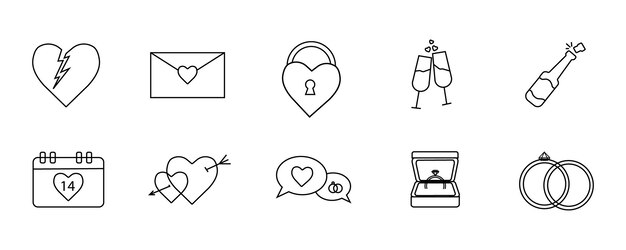 Vector valentines day vector icons valentines vector icons 14 february valentines day