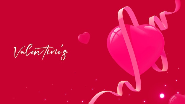 Vector valentines day vector illustration design red background love with streamers