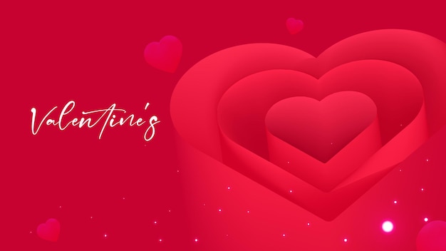 Valentines Day vector illustration designs a love heart on a red background