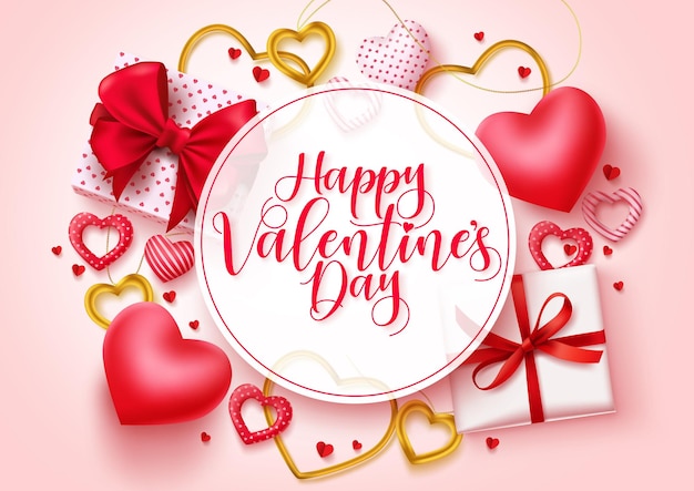 Valentines day vector template background Happy valentines day greeting typography