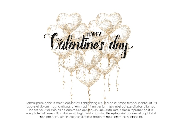 San valentino con ballons disegnati a mano di doodle nello stile di abbozzo.