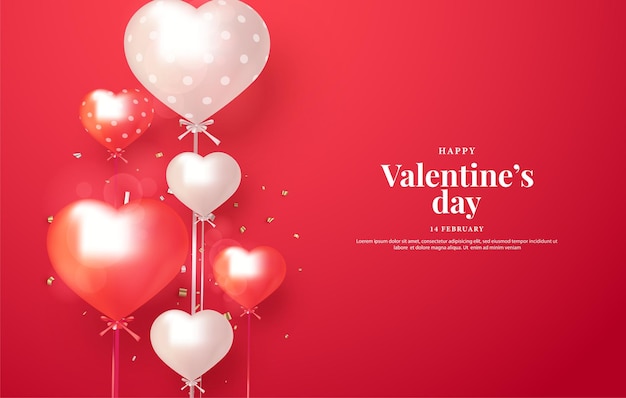 Valentines day with ribbon balloons