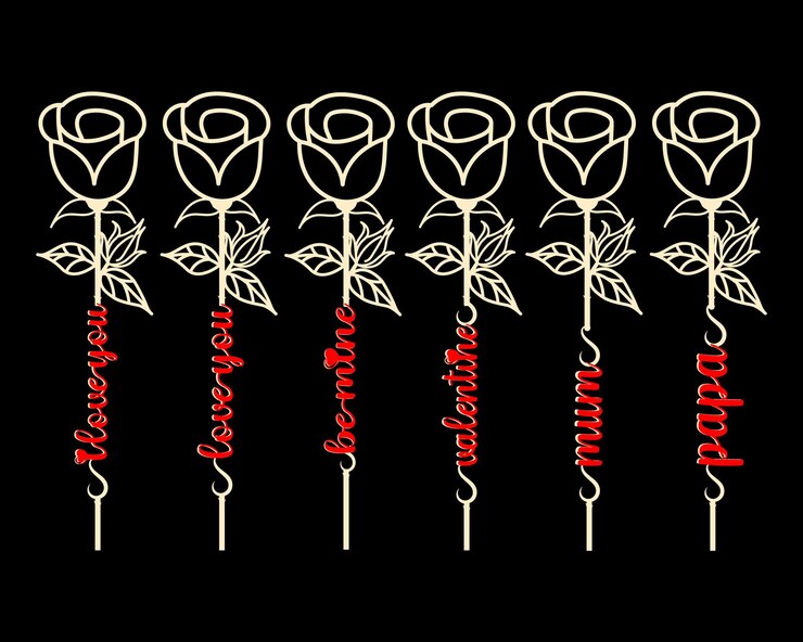 Vector valentines day wooden rose stick designs with the editable stick