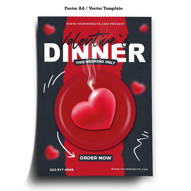 Valentines Dinner Event Poster Template